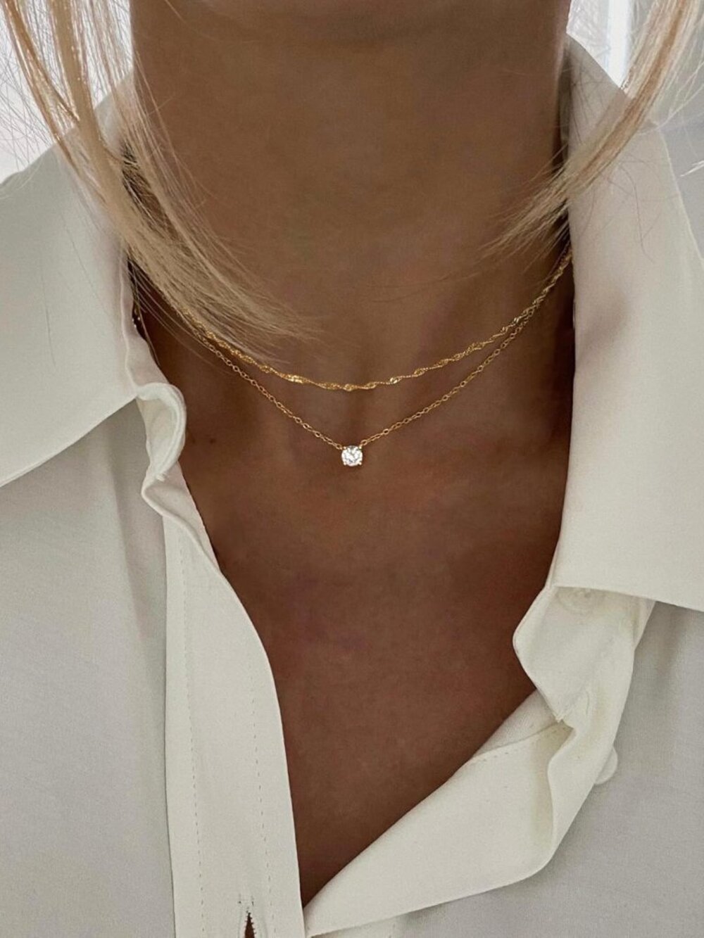 Dainty 14k Gold Plated/Silver Cubic Zirconia Necklaces for Women, Simple CZ Jewe - Picture 9 of 9